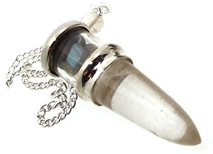 Labradorite and Quartz Gemstone Vial Capsule Pendulum