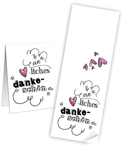 Logbuch-Verlag 100 große Aufkleber Geschenkaufkleber lang EIN HERZLICHES DANKESCHÖN 7 x 21 cm weiß rosa Danke Sticker Banderole