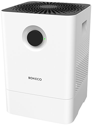 BONECO Luftfuktare Cirkulerande luftfuktare W200 - högeffektiv luftfuktning - rengör luften från större partiklar som pollen och inomhusdamm, vit