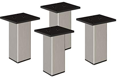 Sossai Exklusiv Möbelfüße E4MF, 4er Set, Höhe: 150 mm, INOX, aus Aluminium 45 x 45 mm Vierkantprofil, Füße für Kommode, Schrank, Vitrine, Badezimmerschrank