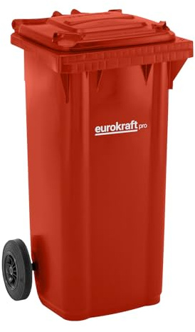 eurokraft pro | Mülltonne aus Kunststoff DIN EN 840 | Volumen 120 l, BxHxT 505 x 1005 x 555 mm, rot