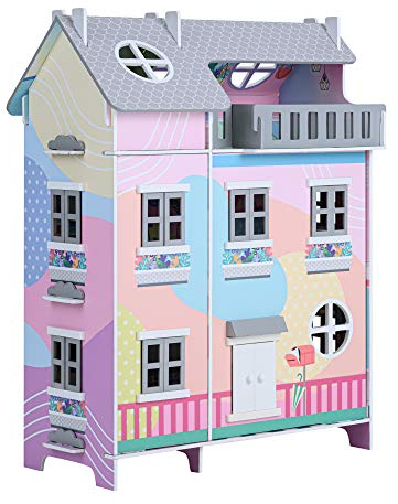 Olivia's Little World Teamson Kids Casa De Muñecas De Madera, Muñecas De 3,5 & 11 Accesorios TD-13361A