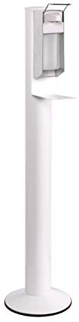 Desinfektionsmittelspender stehend Aluminium HxØ: 118x25cm weiß, Design 5: Rund, inkl. Spender (Hygienesäule Desinfektionsmittelständer Hygienespender) (Marke Szagato) Made in Germany