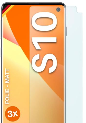 moex FlexProtect matte Schutzfolie für Samsung Galaxy S10 Displayschutz Folie matt gegen Reflexionen, Anti Reflex Handyfolie mit Sonnenschutz, Kompatibel mit jeder Handyhülle, 3 Stück