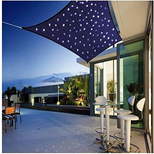 YSHUAI Voile D'ombrage Rectangulaire avec Éclairage LED, Voiles De Soleil Imperméables, Protection Solaire pour Le Jardin Ou Terrasse Perméable À L'air,Bleu,4X5m