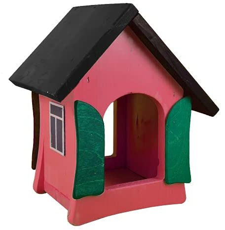 Vogelhäuschen aus Holz | Rot | 30cm | Vogelhaus bunt bemalt aus WfbM-Produktion