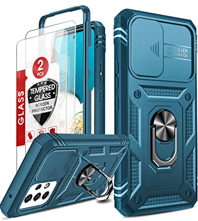 LeYi Coque pour Samsung Galaxy A53 5G avec 2 Verre Trempé, 360 Full Protection de la Caméra en PC Dur Anti-Chut Renforcée Armor Heavy Duty Antichoc Bumper Housse Etui pour Samsung A53 5G Bleu