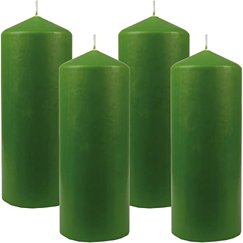 Bestgoodies Stumpenkerzen Wachskerzen Ø8cm x 20cm (4er Pack) Hellgrün - Lange Brenndauer, Hergestellt in EU, Kerzen Blockkerzen - Wachs Stumpen