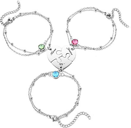 Zysta Personalisierte Freundschaftsarmband für 2/3/4 Puzzle Herz Armband mit Gravur Edelstahl Strass BFF Armband für Schwester Geschenk