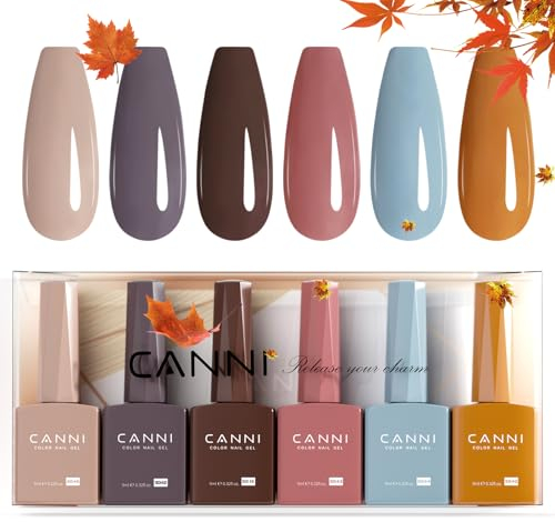 CANNI Kit de Esmalte de Uñas en Gel 6 Brown Blue UV Gel Nail Polish Semipermanentes Set