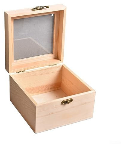 für Aufbewahrungsboxen aus Holz, quadratisch, aufklappbar, für Handwerk, Geschenk, Staubstuhl, Schmuck, 20 x 20 x 12 cm