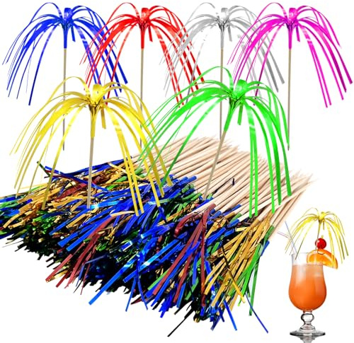 Samulee 160 Stück Cocktail Deko Feuerwerk, Cocktailspieße Feuerwerk | Cocktail Zubehör Deko Glitzer, Cocktail Sticks Bunte für Geburtstag Hochzeit Weihnachten Party Getränke und Kuchen