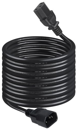 IEC Power Extension Cable Kettle Male to Female UPS Lead C13 - C14 Mains 16 AWG Computer Extension Cord (IEC320C13 to IEC320C14) 5M Kettle Lead/Power Cable, Black, 5 Metre