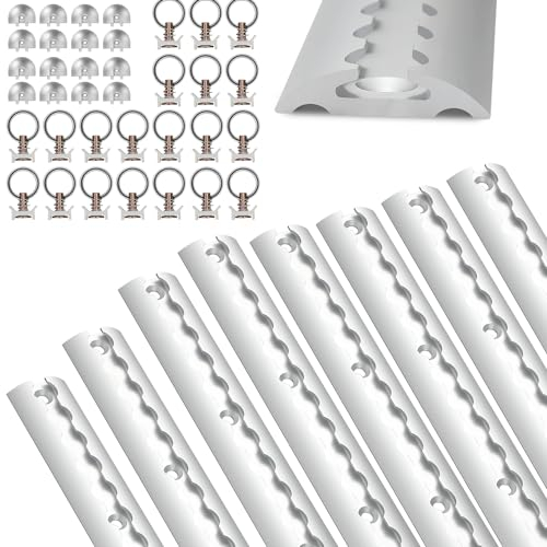 Cecaylie Rail d'arrimage en aluminium 8 x 1 m, rails d'arrimage ronds en forme semi-circulaire, kit de rails d'arrimage avec 20 anneaux de fixation pour rail d'avion, 16 embouts de rail d'avion, pour