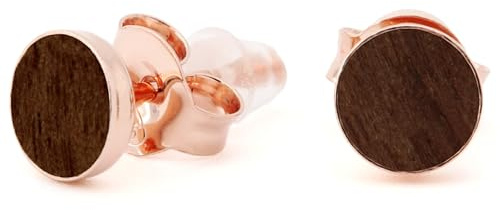 NaturSchatulle Holzschmuck Ohrringe Damen 5mm Holzohrringe Stecker 925 Silber Rund Nussbaum Holz in Fassung Natürliche Ohrstecker Schmuck