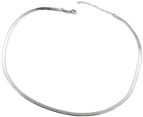 Collier maille serpent soucoupe en argent sterling 925, longueur 45 cm, Medium, Argent sterling, Pas de gemme