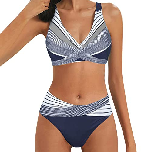 DondPO 60Er e Outfit Damen Damen Bikini Bauchweg Bikini Große Größen Bikini Damen Set Brazilian Style Bikini Ohne Bügel Neckholder BH Bikini Große Cups Schwarzer Bikini Tankini