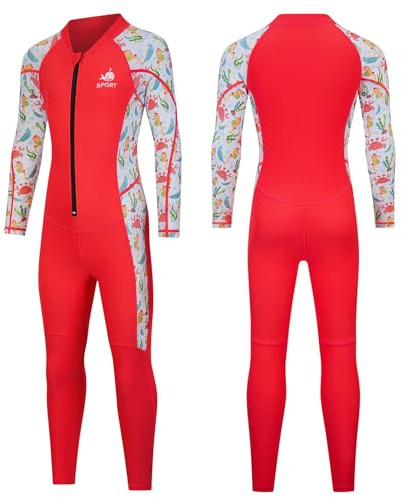 REALON Kids Dive Skins Suit for Girls Boys 1mm Full Body Swim Swimsuit