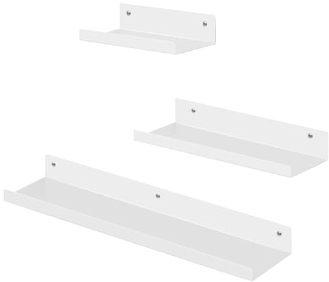 EUGAD Wandregal 3er Set, Regal für Wand, Hängeregal aus Metall, Weiß | Schweberegal Industrie-Design, schwebendes Regal für Wohnzimmer Küche