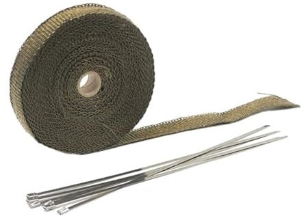 Hitzeschutzband Thermoband for Auspuffhüllenisolator, Glaswolle-Isolierung, 5 cm x 5 m, 10 m, 15 m, 20 m, widerstandsfähige Edelstahlbänder aus Glasfaser Auspuff Hitzeschutzband(Color:5x15 Titanium)