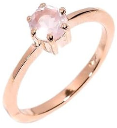 HIMALYA QUARTZ Rosenquarz-Ring, 925er Silber, handgefertigter Ring für Damen und Herren, Naturstein, runde Form, Verlobungsring, Versprechensring, Vintage-Stil, R-045-24-5 Roségold
