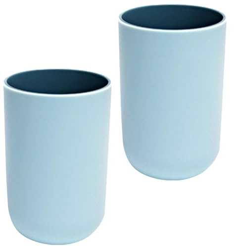 2 Pieces Blue Toothbrush Cup Reusable Drinking Cups Set Mouthwash Cup Unbreakable Plastic Cup Tooth Brushing Cup Drinking Tumbler Cup for Drinking Rinsing Vanity Countertop Toothpaste Travel (B)