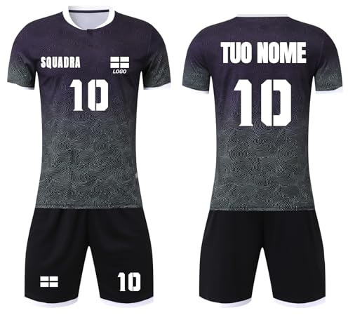 Generico Maglia Calcio Personalizzabile Per Bambino e Adulti 2024 Maglie Da Calcio Completino Calcio Bambino Maglietta Calcio Bambino con Pantaloncini