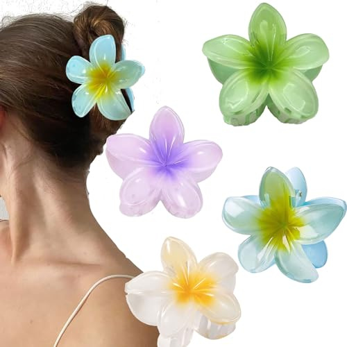 4Stück Haarklammer Blumen Haarspangen für Frauen, Hawaii Blumenhaarklammer
