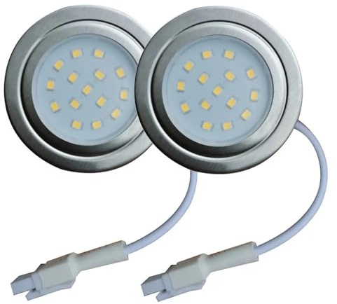Hohota 2-Piece 12V DC 220V 1.5W Exhauster Ventilator Light Bulb 55mm Cut Hole Cooker Range Hood LED Light Mini Vent Light(12V DC Warm White)
