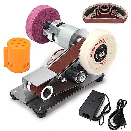 Meuleuse d'établi, ponceuse à bande, Mini ponceuse à bande électrique multifonctionnelle bricolage polissage rectifieuse ceintures meuleuse affûteuse Cutter bords de couteau pour affûtage(Style 1)