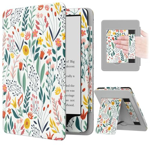 MoKo Case for 6.8 Kindle Paperwhite (2021) & Signature Edition, Slim PU Shell Cover with Auto-Wake/Sleep, Flowers