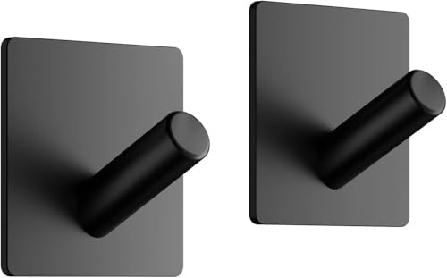 Dripex Self Adhesive Hooks - Set of 2, Stainless Steel - Strong Sticky Hooks for Hanging Towels, Bathroom Towel Hooks, Tea Towel Hooks, Stick on Hooks