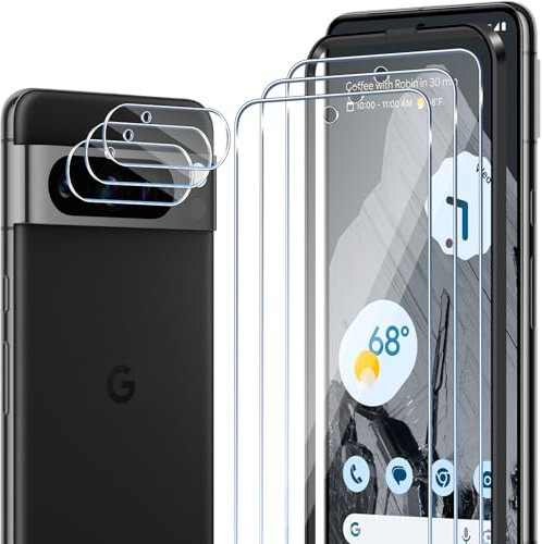 ELYCO Schutzfolie kompatibel mit Google Pixel 8 Pro für Panzerglas mit Positionierhilfe, 3 Schutzglas & 3 Kamera Schutzfolie, 9H Härte Panzer Schutz Glas, HD Displayschutzfolie & Kameraschutz