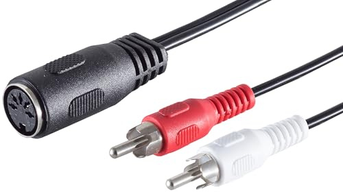 1aTTack.de 3x 0.2m 5-pin DIN socket to 2 RCA plugs STEREO audio adapter cable Perfect for HiFi music systems Studio equipment