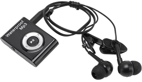 Lettore MP3 Impermeabile IPX8 per il Nuoto, Lettore Musicale Subacqueo da 8GB con Suono Senza Perdita, Clip e Cuffie Impermeabili per Immersioni, Surf, Corsa, Sci (BLACK)