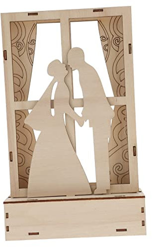 NUOBESTY Ornamenti della luce notturna in legno lampada per camera da letto lampada da camera da letto Luce notturna a LED addobbi per ricevimenti nuziali Di legno Cachi