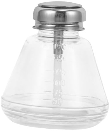 LOLIPPYY Multifunktionale Nagellackentferner Flasche 180ml aus Aluminium und Glas mit Pressspender zur Verhinderung von Flüssigkeitsverdunstung und Tragbar für Kosmetikflüssigkeiten