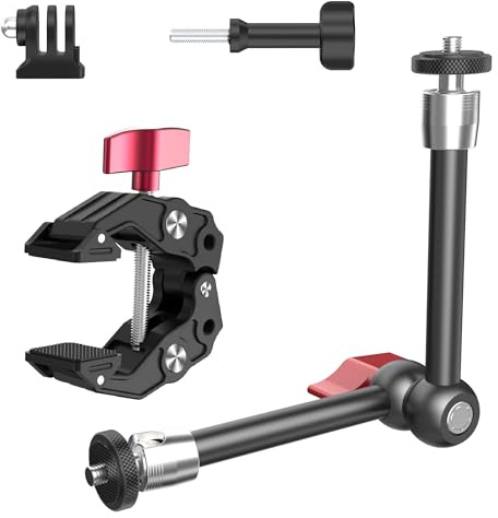 Taisioner Magic Arm Clamp mit 1/4 Zoll 3/8 Zoll Schraube 360° Kugelköpfe Gelenkarm mit Superklemme Kamera Monitor Halterung Zubehör für Lichtmonitor Webcam oder Kamera 2kg für Tischrohr