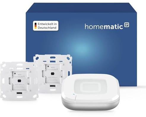 Homematic IP Access Point 2 + 2X Rollladenaktor für Markenschalter, Smart Home, Digitale Steuerung für 2 Rollläden per App, Alexa, Google Home, elektrische Rolladen smart nachrüsten