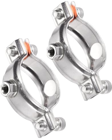 TA-VIGOR 2Pcs 304 Stainless Steel Adjustable Pipe Support Bracket, Wall and Ceiling Mount Pipe Clamp Brackets for 48-51mm Pipes, Heavy Duty Tube Clamps and Metal Pipe Supports with M8 Nut Fixing