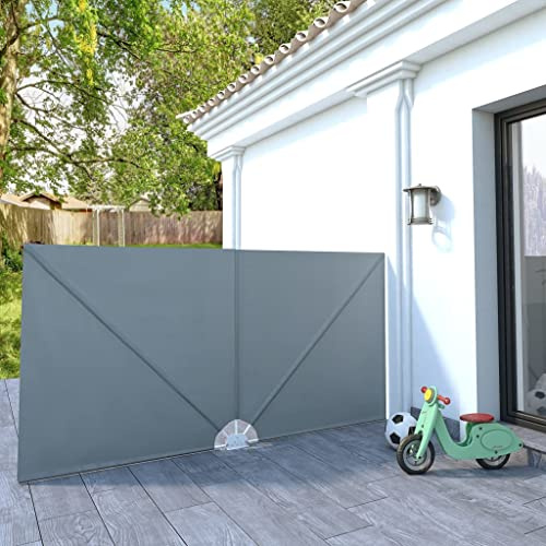 Balkon Sichtschutz Seitlich, Faltbarer Terrassen-Seitenfächer Grau 300×150 cm für Balkon, Terrasse, Garten