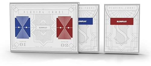 SLOWPLAY 100% Plastik-Spielkarten Gen 2, 2 Decks (Rot/Blau) | Casino-Qualität; strukturierte matte Rückseite; glattes Handling; 100% PVC; wasserfest & waschbar; Jumbo Index & Pokergröße