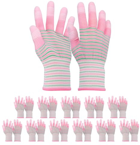 QUARKZMAN 12 Jueves Guantes Anti- Estáticos ESD Protección Electroestática Con Punta De PU Tamaño Mediano Para Instalación De Computadoras Construcción Y Reparación Rosa