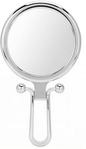 1 Miroir à Main Pliable à Double Face, 1x/10x Grossissement, Miroir Grossissant Compact en Argent pour Maquillage de Précision, Voyage et Domicile