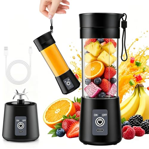 Portable Blender, USB Rechargeable 400ML Personal Blender with 6 Blades 22000 RPM for Shakes and Smoothies, Strong Cutting Power