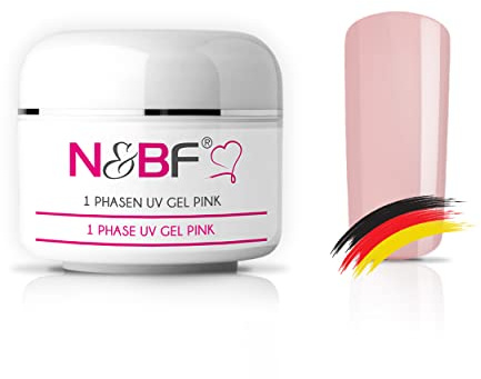 N&BF 1-Phasen UV Gel Rosa dickviskos 15ml | 3-in-1 Gel pink | Made in Germany | Allrounder für Nägel | All in One ohne Säure selbstglättend | Einphasen UV Nagelgel