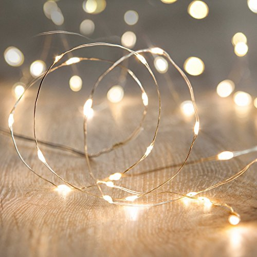 Lights4fun 2 x set erbjudande av batteridrivna ljusslingor med 20 mikrovarma vita lysdioder på silvertråd