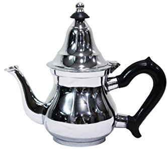 Marokkanische Teekanne aus Messing verchromt 200ml mit Sieb und Kunststoffgriff | Orientalische Kanne Baran 0,2 L silberfarbig mit Deckel | verschiedene Größen (200ml)