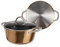 IBILI - Casserole Nature à revêtement en cuivre avec couvercle en verre, 24 cm, Antiadhésif style pierre, Compatible avec l’induction