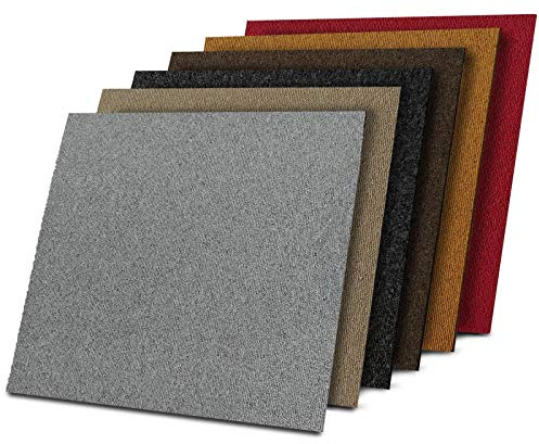 Moquette Pavimento al Metro - Tappeto su Misura Componibile, Mattonelle in Tessuto Autoposanti per Interni, in 6 Colori - SET da 4 (1 m²) - 50x50 cm - Rosso